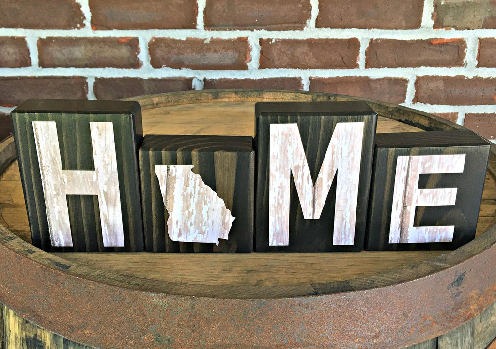 Massachusetts Home Rustic Wooden Letter Block Set, Farmhouse Style Dec –  Bourbon Creek Crafts