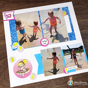 12x12 Summer Girl Scrapbook Page Using the Summer Floaties Collection