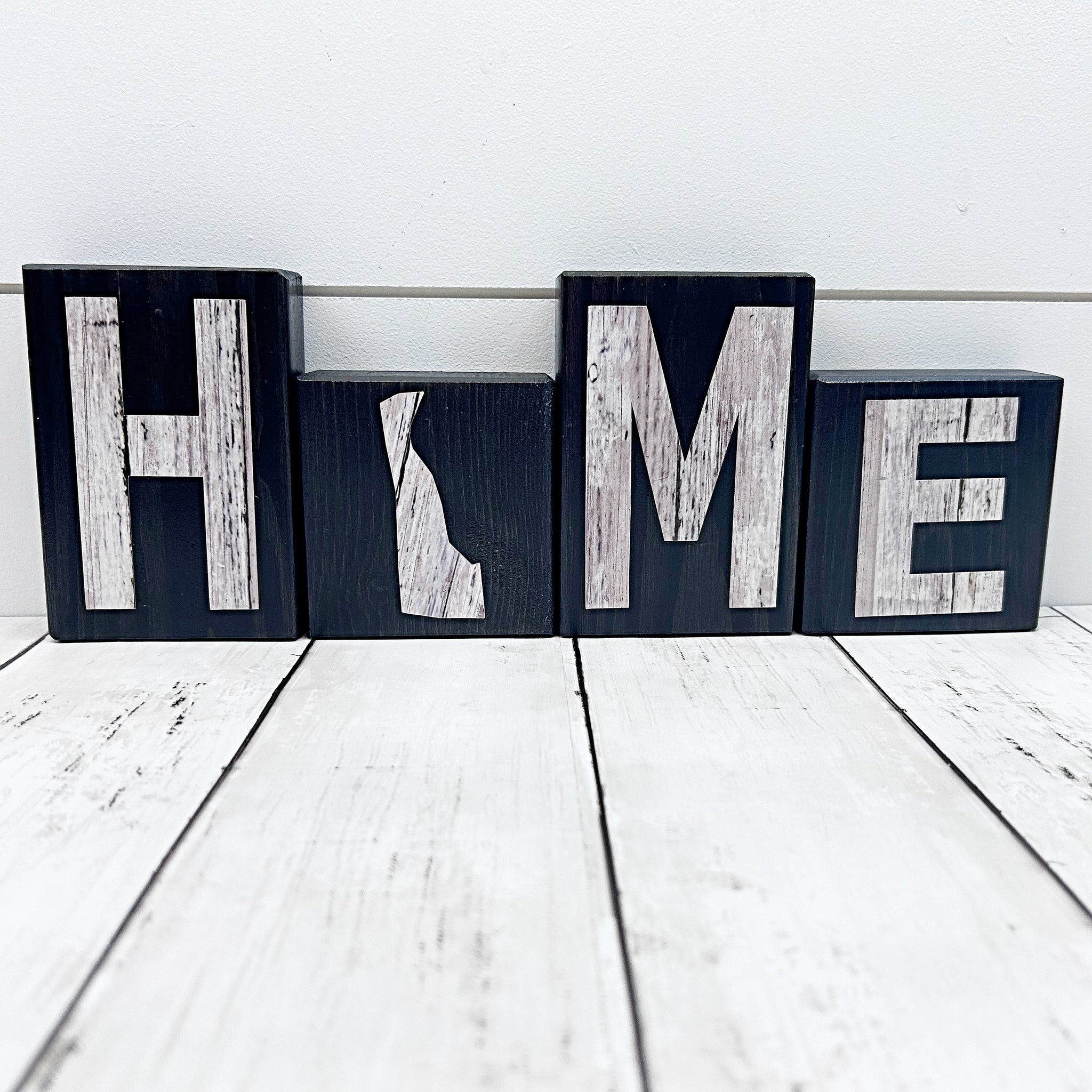 Delaware Home Rustic Wooden Letter Block Set, Shelf, Mantle or Tabletop Decor