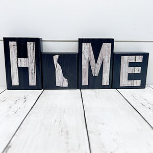 Delaware Home Rustic Wooden Letter Block Set, Shelf, Mantle or Tabletop Decor