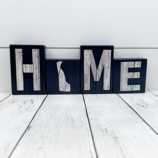 Delaware Home Rustic Wooden Letter Block Set, Shelf, Mantle or Tabletop Decor