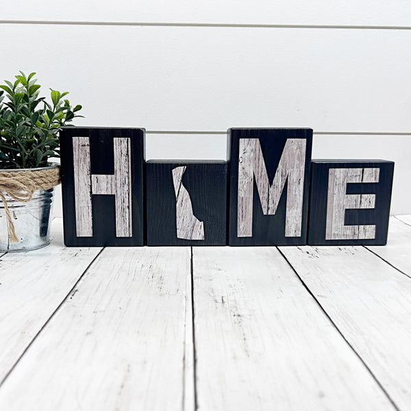 Delaware Home Rustic Wooden Letter Block Set, Shelf, Mantle or Tabletop Decor