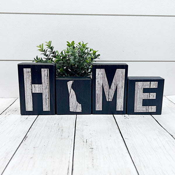 Delaware Home Rustic Wooden Letter Block Set, Shelf, Mantle or Tabletop Decor