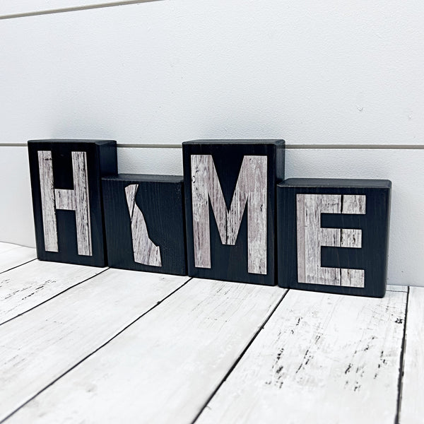 Delaware Home Rustic Wooden Letter Block Set, Shelf, Mantle or Tabletop Decor