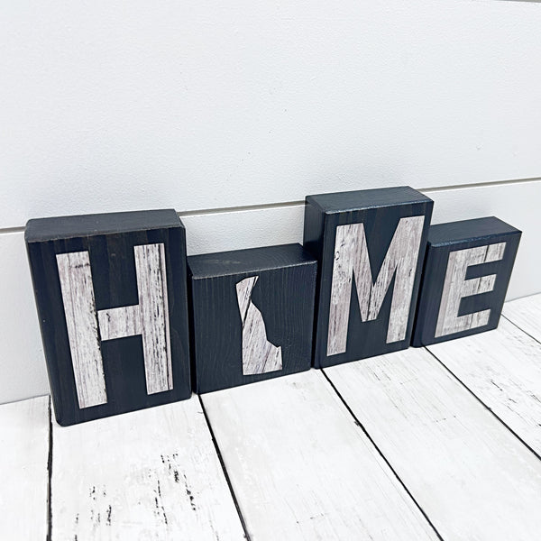 Delaware Home Rustic Wooden Letter Block Set, Shelf, Mantle or Tabletop Decor