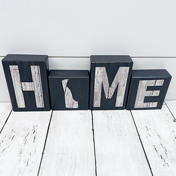 Delaware Home Rustic Wooden Letter Block Set, Shelf, Mantle or Tabletop Decor