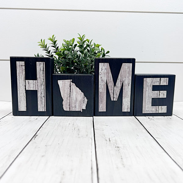 Georgia Home Rustic Wooden Letter Block Set, Farmhouse Style Decor for Shelf, Mantle or Tabletop