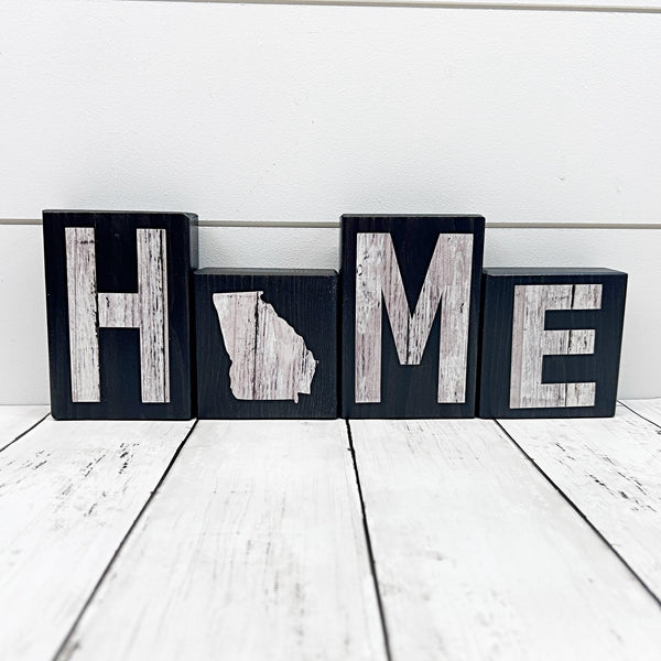 Georgia Home Rustic Wooden Letter Block Set, Farmhouse Style Decor for Shelf, Mantle or Tabletop