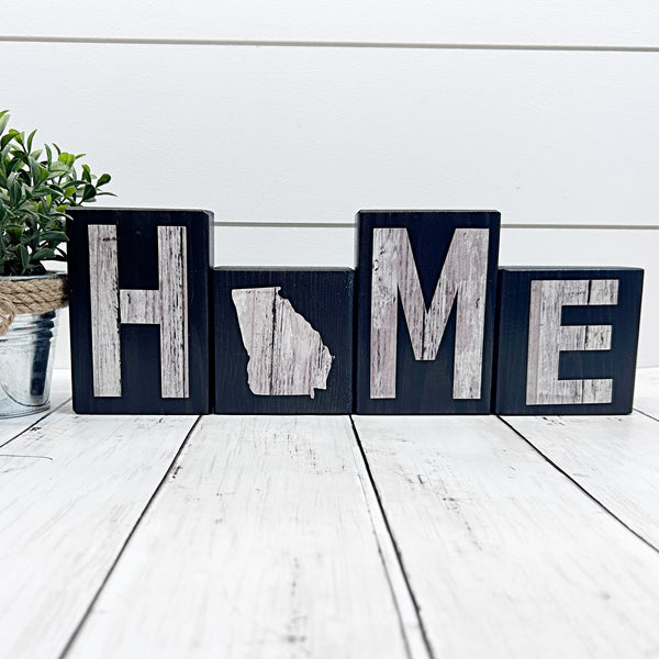 Georgia Home Rustic Wooden Letter Block Set, Farmhouse Style Decor for Shelf, Mantle or Tabletop
