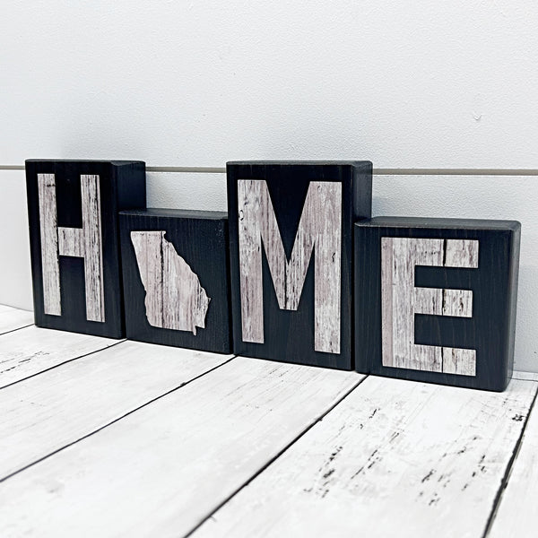 Georgia Home Rustic Wooden Letter Block Set, Farmhouse Style Decor for Shelf, Mantle or Tabletop