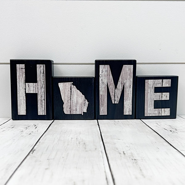 Georgia Home Rustic Wooden Letter Block Set, Farmhouse Style Decor for Shelf, Mantle or Tabletop