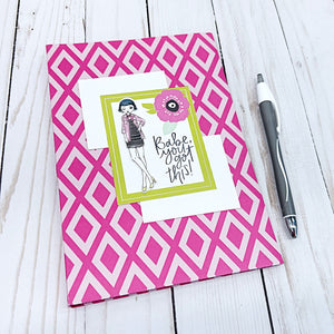Pretty Reusable Notepad Folder with Pad, Pen and Pocket for Gift Card