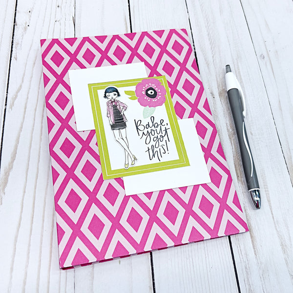 Pretty Reusable Notepad Folder with Pad, Pen and Pocket for Gift Card