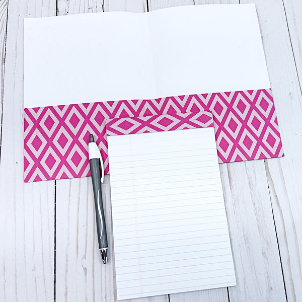 Pretty Reusable Notepad Folder with Pad, Pen and Pocket for Gift Card