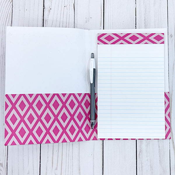 Pretty Reusable Notepad Folder with Pad, Pen and Pocket for Gift Card