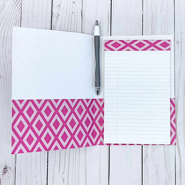 Pretty Reusable Notepad Folder with Pad, Pen and Pocket for Gift Card