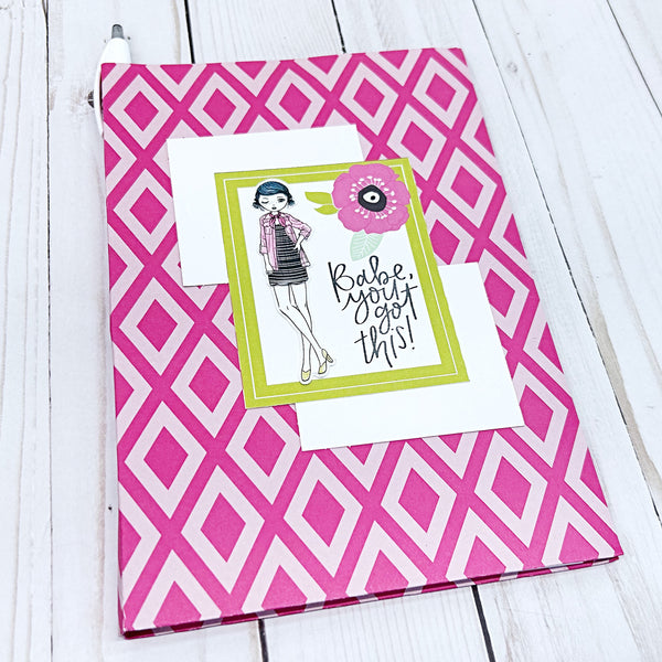 Pretty Reusable Notepad Folder with Pad, Pen and Pocket for Gift Card