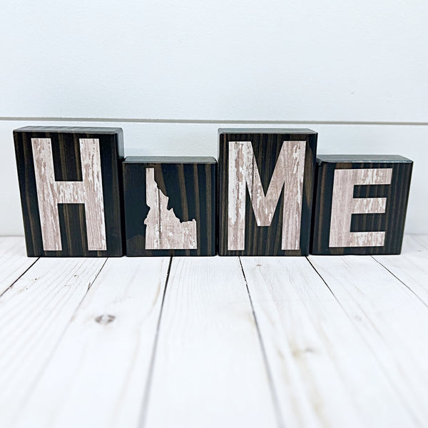 Idaho Home Rustic Wooden Letter Block Set, Farmhouse Style Decor for Shelf, Mantle Tabletop