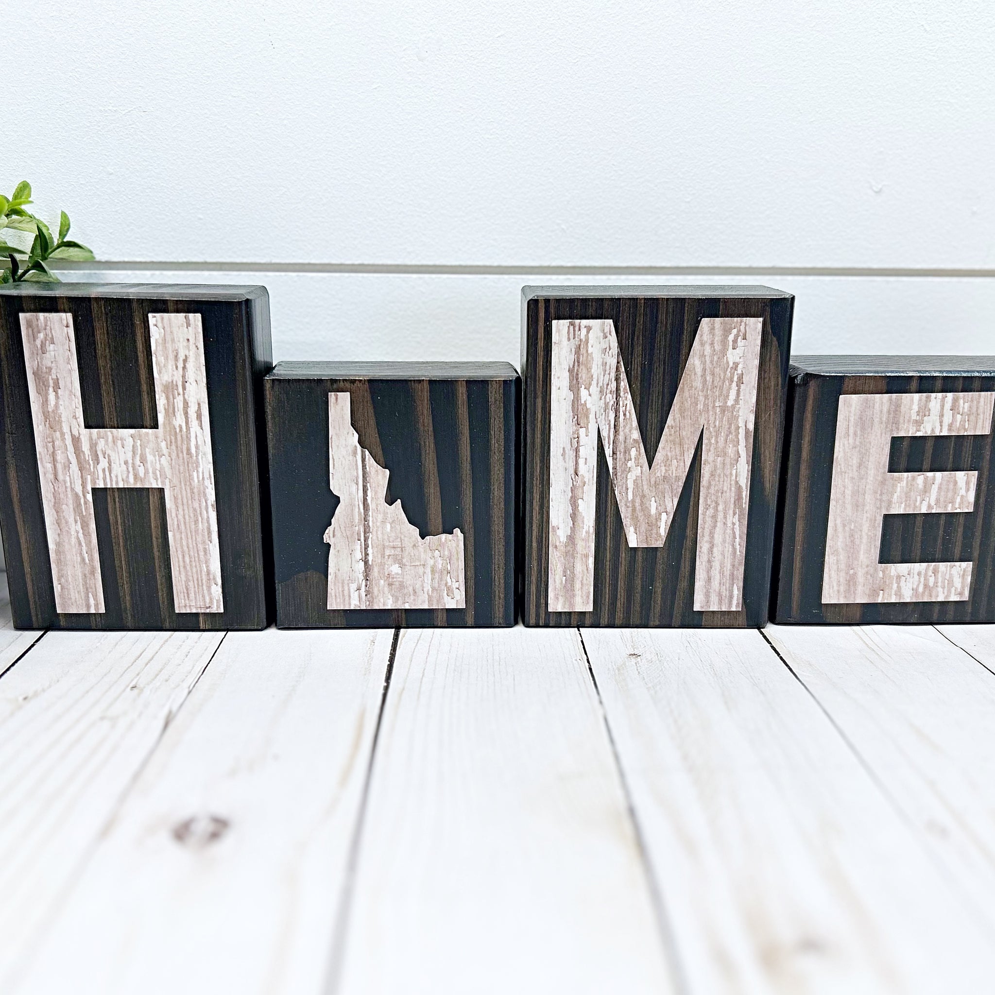 Idaho Home Rustic Wooden Letter Block Set, Farmhouse Style Decor for Shelf, Mantle Tabletop