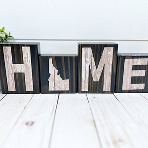 Idaho Home Rustic Wooden Letter Block Set, Farmhouse Style Decor for Shelf, Mantle Tabletop