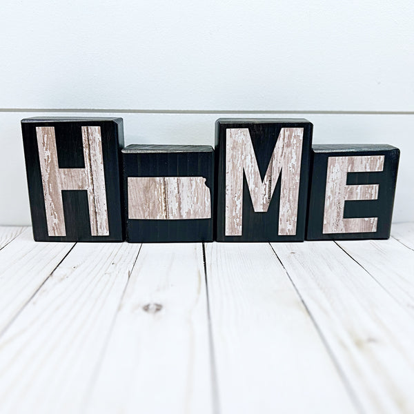 Kansas Home Rustic Wooden Letter Block Set, Farmhouse Style Decor for Shelf, Mantle or Tabletop