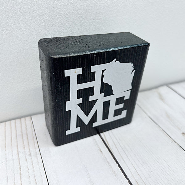 Wisconsin Home Mini Block Sign, Decor for Tiered Tray or Shelf