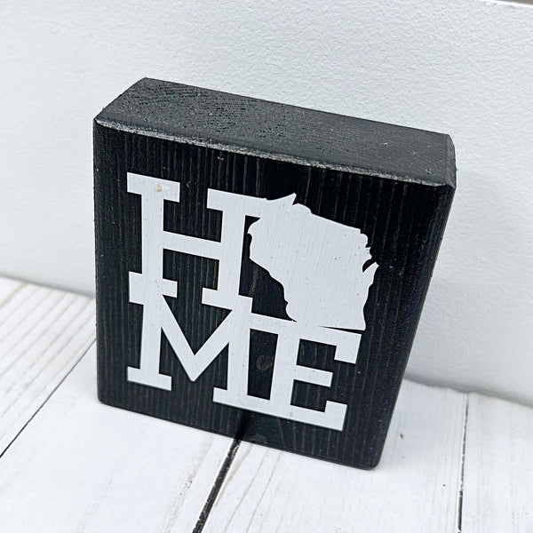 Wisconsin Home Mini Block Sign, Decor for Tiered Tray or Shelf