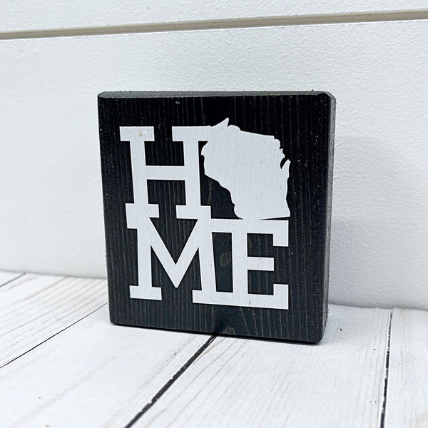 Wisconsin Home Mini Block Sign, Decor for Tiered Tray or Shelf