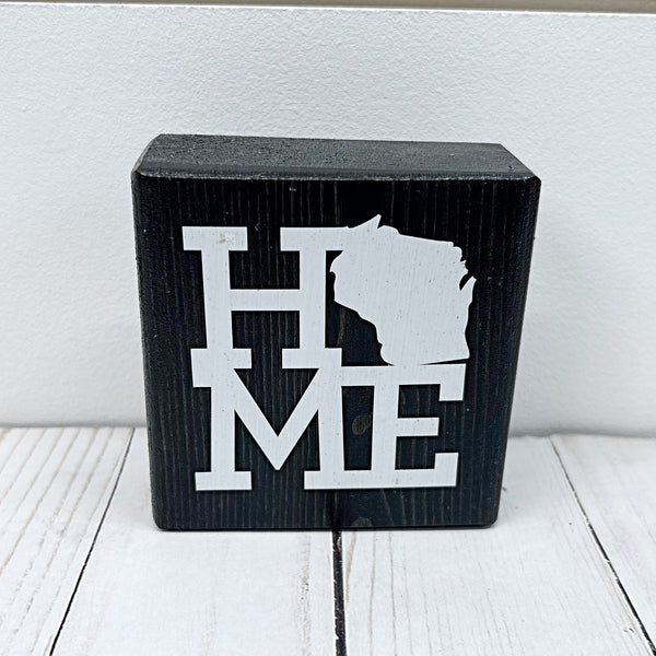 Wisconsin Home Mini Block Sign, Decor for Tiered Tray or Shelf