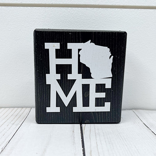 Wisconsin Home Mini Block Sign, Decor for Tiered Tray or Shelf