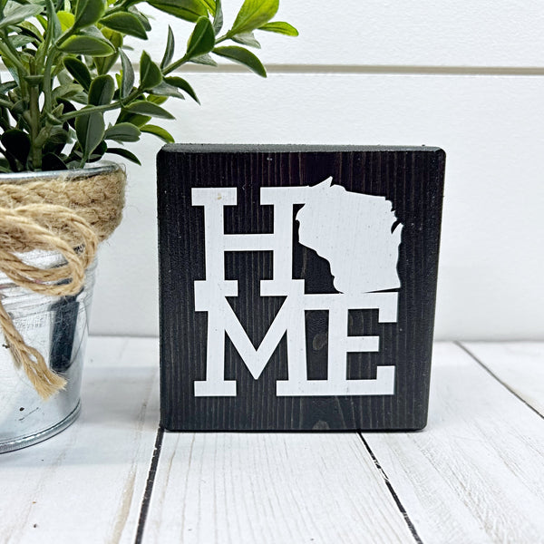 Wisconsin Home Mini Block Sign, Decor for Tiered Tray or Shelf