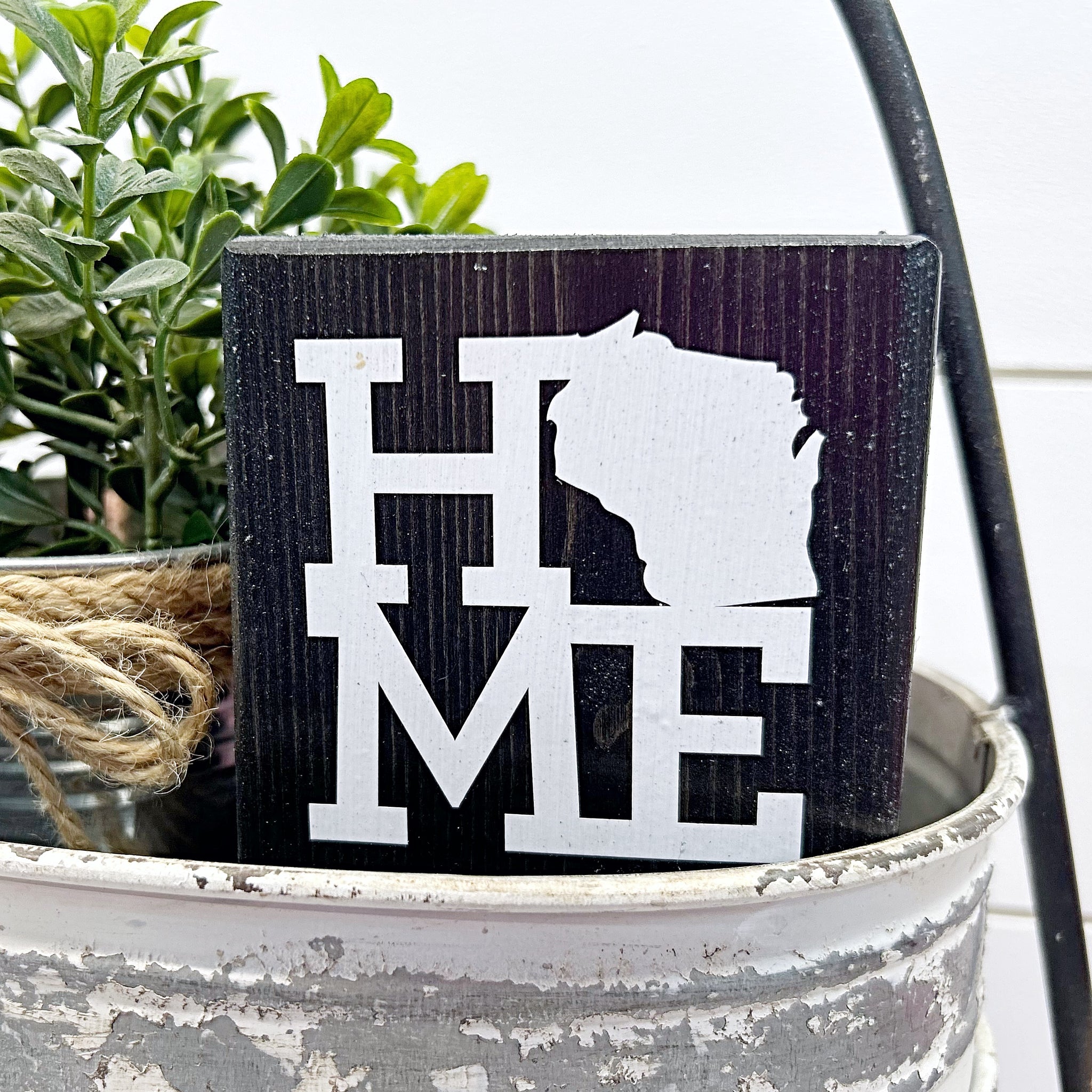 Wisconsin Home Mini Block Sign, Decor for Tiered Tray or Shelf