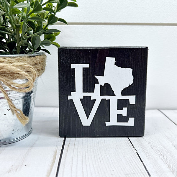 Texas Love Mini Block Sign, Decor for Tiered Tray or Shelf
