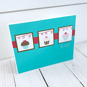 Be Mine Cupcake Valentine's Day Card, Handmade Cute and Simple Valentine