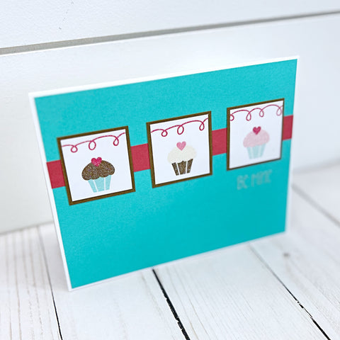 Be Mine Cupcake Valentine's Day Card, Handmade Cute and Simple Valentine