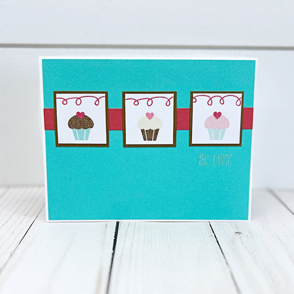 Be Mine Cupcake Valentine's Day Card, Handmade Cute and Simple Valentine