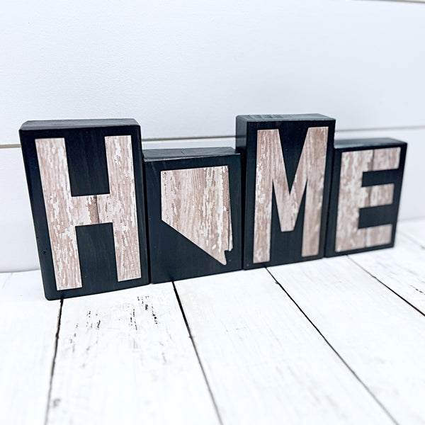 Nevada Home Rustic Wooden Letter Block Set, Farmhouse Style Decor for Shelf, Mantle or Tabletop