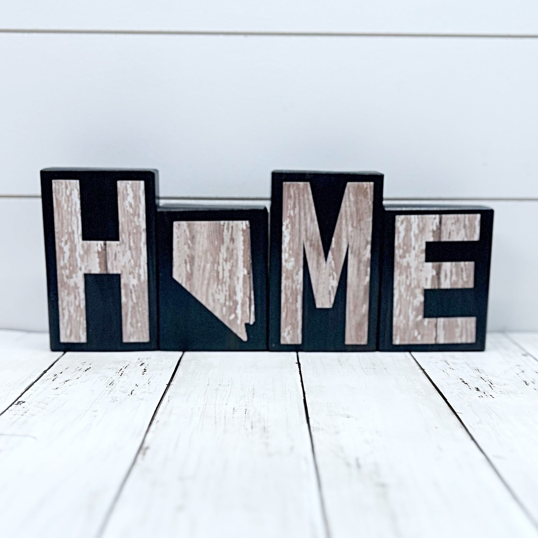 Nevada Home Rustic Wooden Letter Block Set, Farmhouse Style Decor for Shelf, Mantle or Tabletop