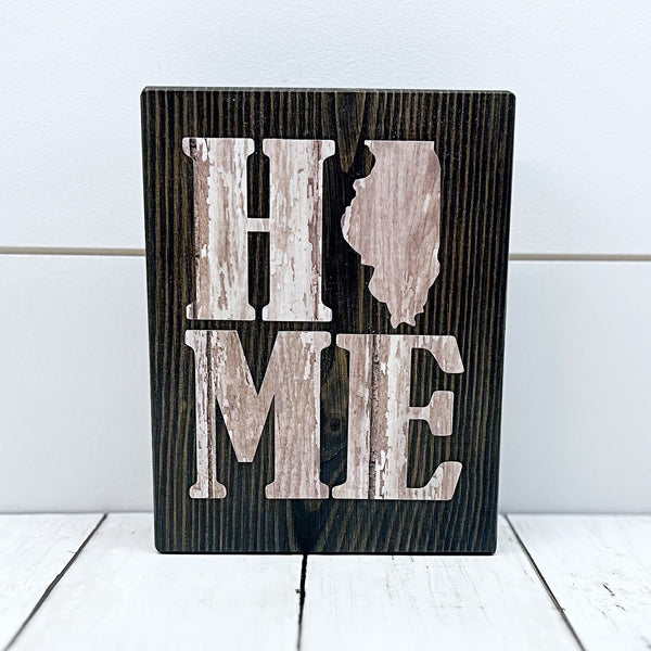 Illinois Home Shelf Sign | Farmhouse Style Decor