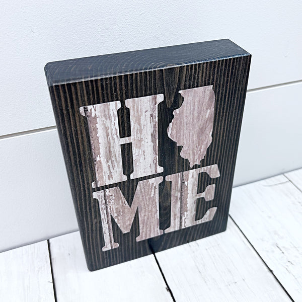 Illinois Home Shelf Sign | Farmhouse Style Decor