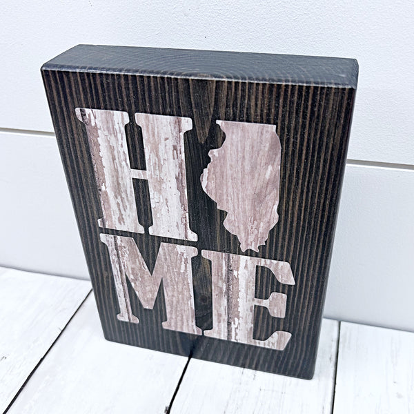 Illinois Home Shelf Sign | Farmhouse Style Decor