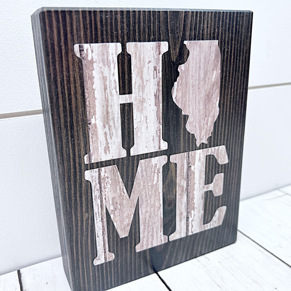 Illinois Home Shelf Sign | Farmhouse Style Decor