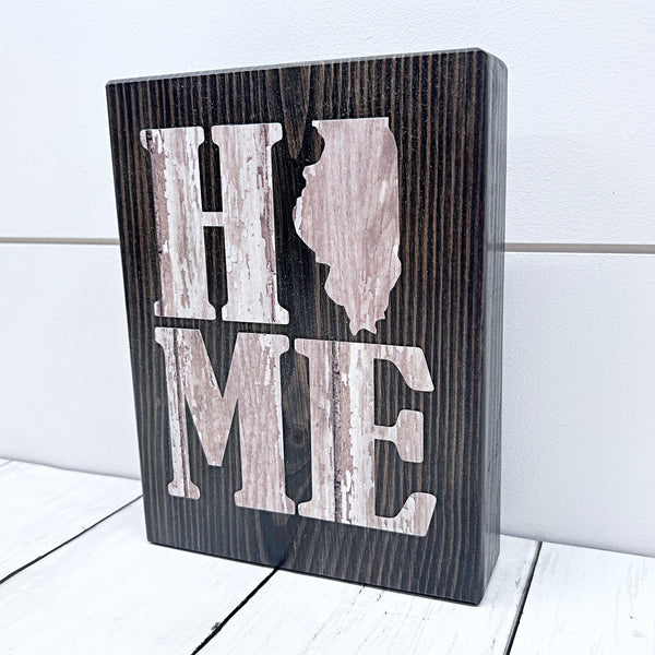 Illinois Home Shelf Sign | Farmhouse Style Decor
