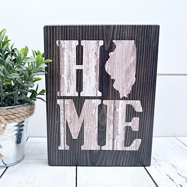 Illinois Home Shelf Sign | Farmhouse Style Decor