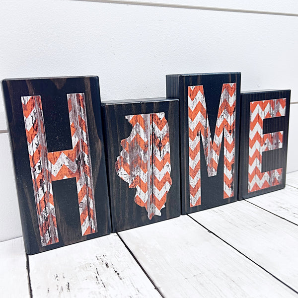 Orange and White Illinois Home Wooden Letter Block, Rustic Decor for Shelf, Mantle or Tabletop (Copy)