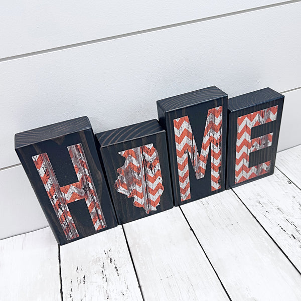 Orange and White Illinois Home Wooden Letter Block, Rustic Decor for Shelf, Mantle or Tabletop (Copy)