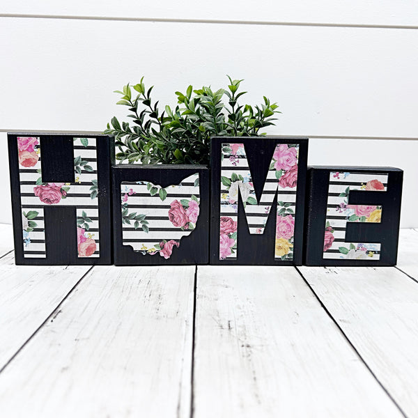 Ohio Home Floral Wooden Letter Block Set, Farmhouse Style Decor for Shelf, Mantle or Tabletop (Copy)