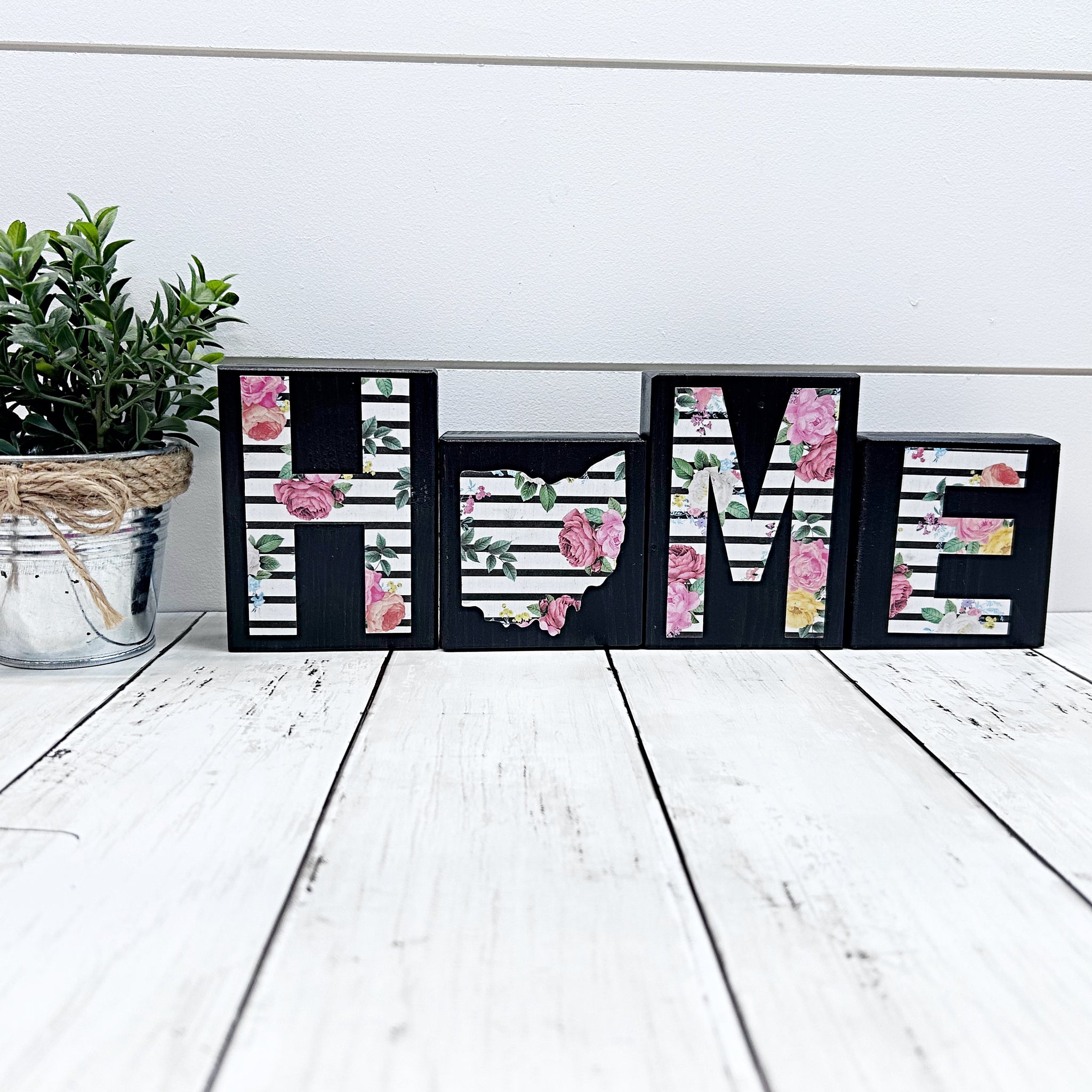 Ohio Home Floral Wooden Letter Block Set, Farmhouse Style Decor for Shelf, Mantle or Tabletop (Copy)