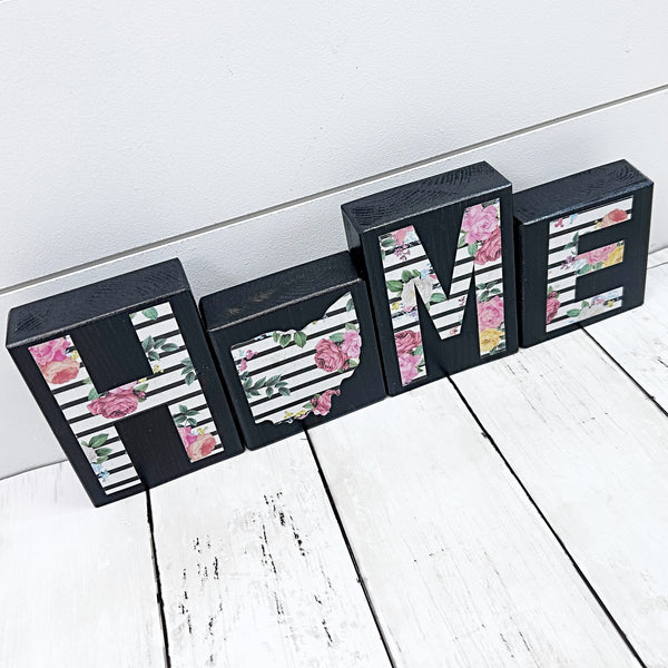 Ohio Home Floral Wooden Letter Block Set, Farmhouse Style Decor for Shelf, Mantle or Tabletop (Copy)