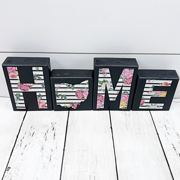 Ohio Home Floral Wooden Letter Block Set, Farmhouse Style Decor for Shelf, Mantle or Tabletop (Copy)